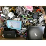 A large box of costume jewellery.