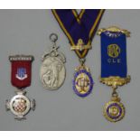 Four silver and silver gilt Masonic jewels.