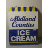 A printed tin sign 'Midland Counties Ice Cream'