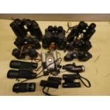 Cased and uncased collection of binoculars and monoculars, including Carl Zeiss 'Jena', Delacroix of
