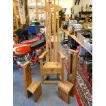 A pine Rennie Mackintosh Tea Rooms style chair and two hand made child's chairs (3)