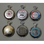 Six manual wind hunter pocket watches with Russian inscription (6).