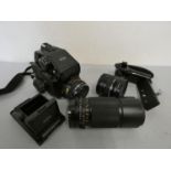 Mamiya 645 Medium Format camera; with Mamiya-Sekor 80mm lens, Mamiya-Sekor 210mm lens, and other