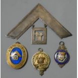 Four silver and silver gilt Masonic jewels.