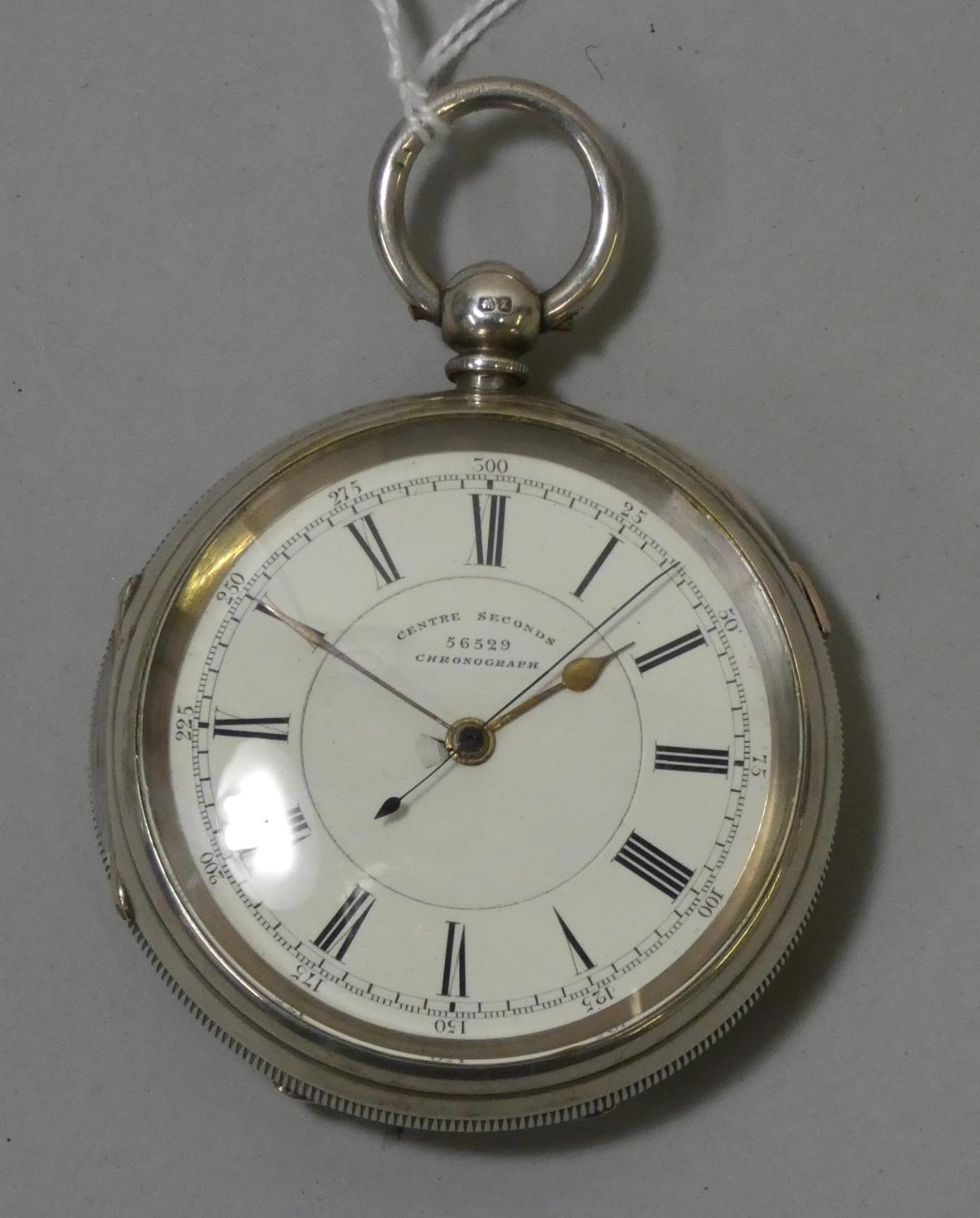 A silver chronograph pocket watch, Chester 1900.