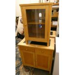 A pair of matching oak sideboards with an inlaid granite top, over two drawers over cupboards, 80