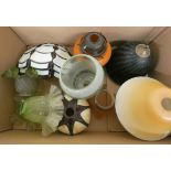 Two boxes of various glass light & lamp shades. (2)