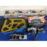 A collection of cameras, to include 3 x Tamashi FMD, boxed, a Canomatic in original box, Sony