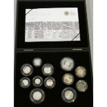 A 2009 silver Royal Mail proof set of nine coins, cased with booklet.