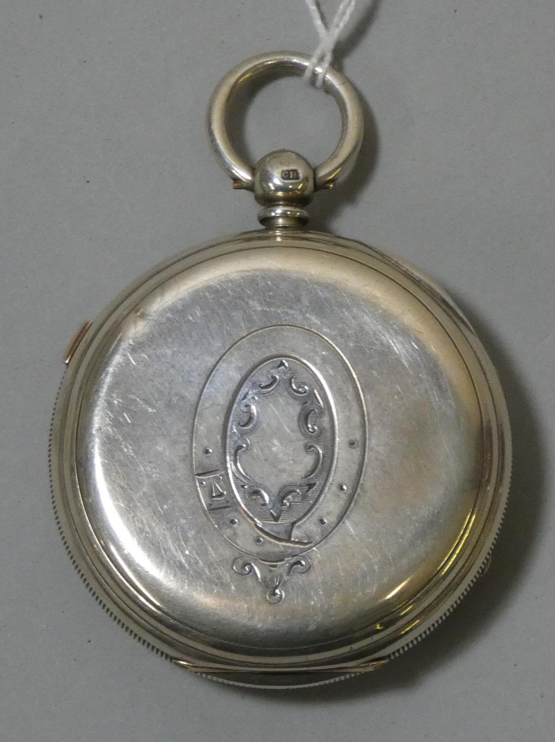 A silver chronograph pocket watch, Chester 1900. - Image 2 of 2