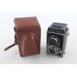 Meopta Flexaret III TWIN LENS CAMERA Meopta 80mm F/3.5 lens Circa 1948 With Original Case This