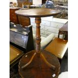 A mahogany wine table with tripod support, diameter 41 cm and 2 other tables (3)