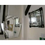 An Art Deco style bevel edge mirror with a square bevel edge mirror incorporating smoked glass (2).