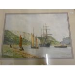 Mark Myers, sailing ships in harbour, watercolour, signed and dated 1976, fishing