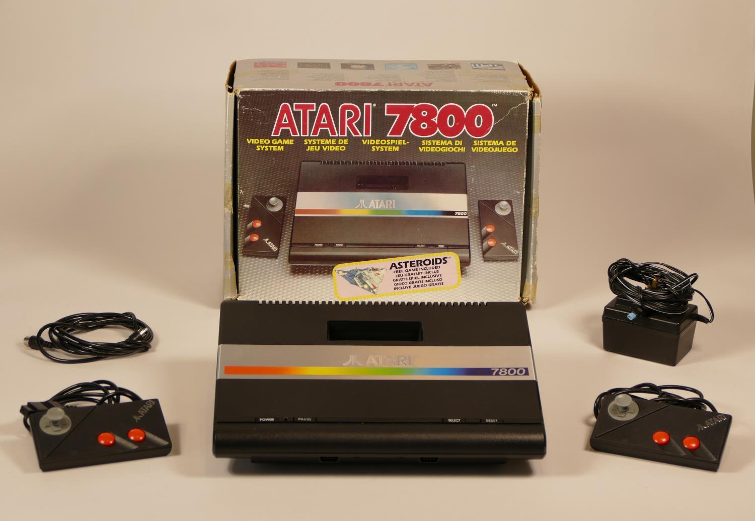 Boxed Atari 7800 console, power supply unit, two mini stick controllers, TV lead including nine - Image 2 of 4