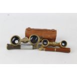 Brass & Mother of Pearl Opera Glasses w/ Swing Arm Brown Leather Opera Glasses w/ Swing Arm (Good