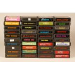 A collection of forty Atari game cartridges from the 1970s/1980s. Many early labeled version issues,