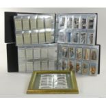 Two albums of cigarette collector cards (approx 1300), together with a framed set of cigarette cards