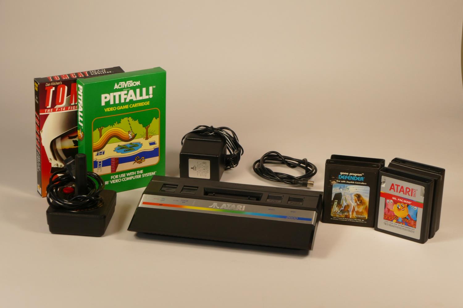 Boxed Atari 2600 complete with power supply, joystick controller, tv lead, owners manual.