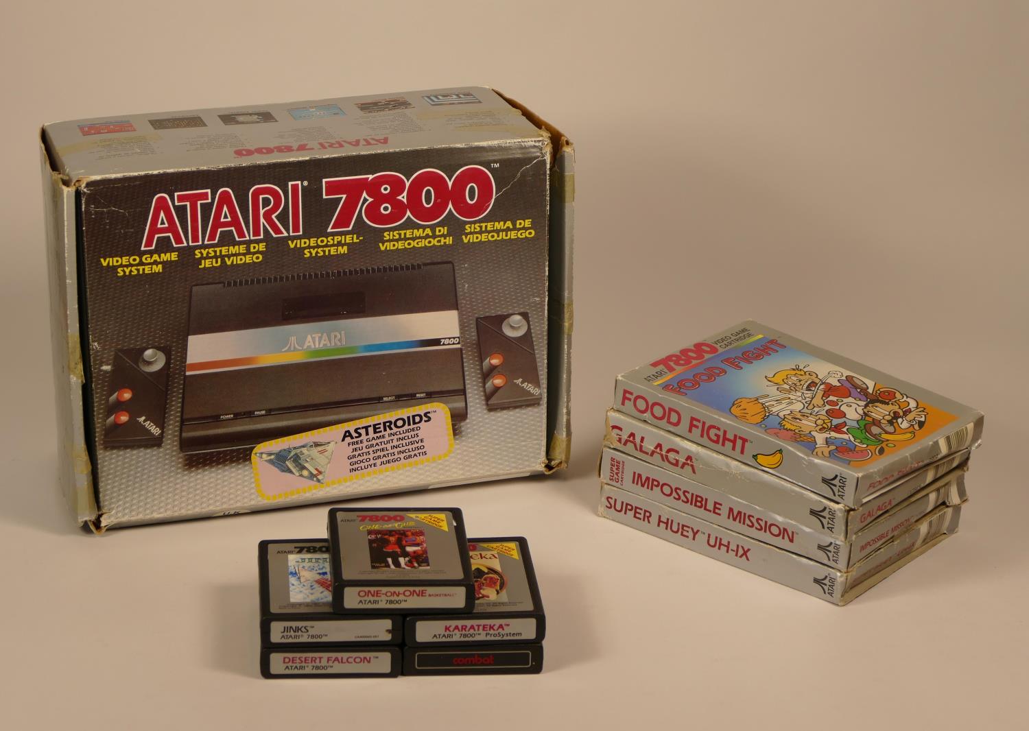 Boxed Atari 7800 console, power supply unit, two mini stick controllers, TV lead including nine - Image 3 of 4