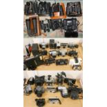 A quantity of camera's together with cased binoculars (untested) (3).