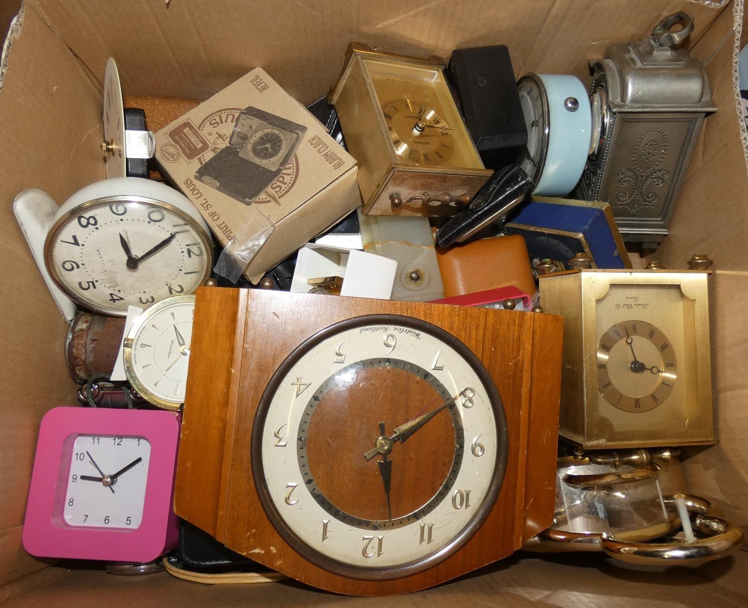 Wall, mantle, alarm and carriage clocks including a Teasmaid in 5 boxes. - Image 6 of 6