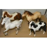 Beswick pig "Matthew" (boxed) together with a pair of Beswick Shire Horses, a Piebald, Skewbald,