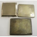 Three silver cigarette cases, 415 gms.