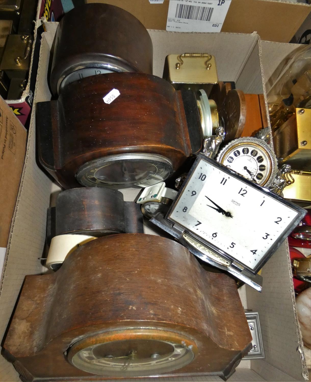 2 boxes of carriage, mantle and dome clocks including a small box of novelty clocks. - Image 4 of 4
