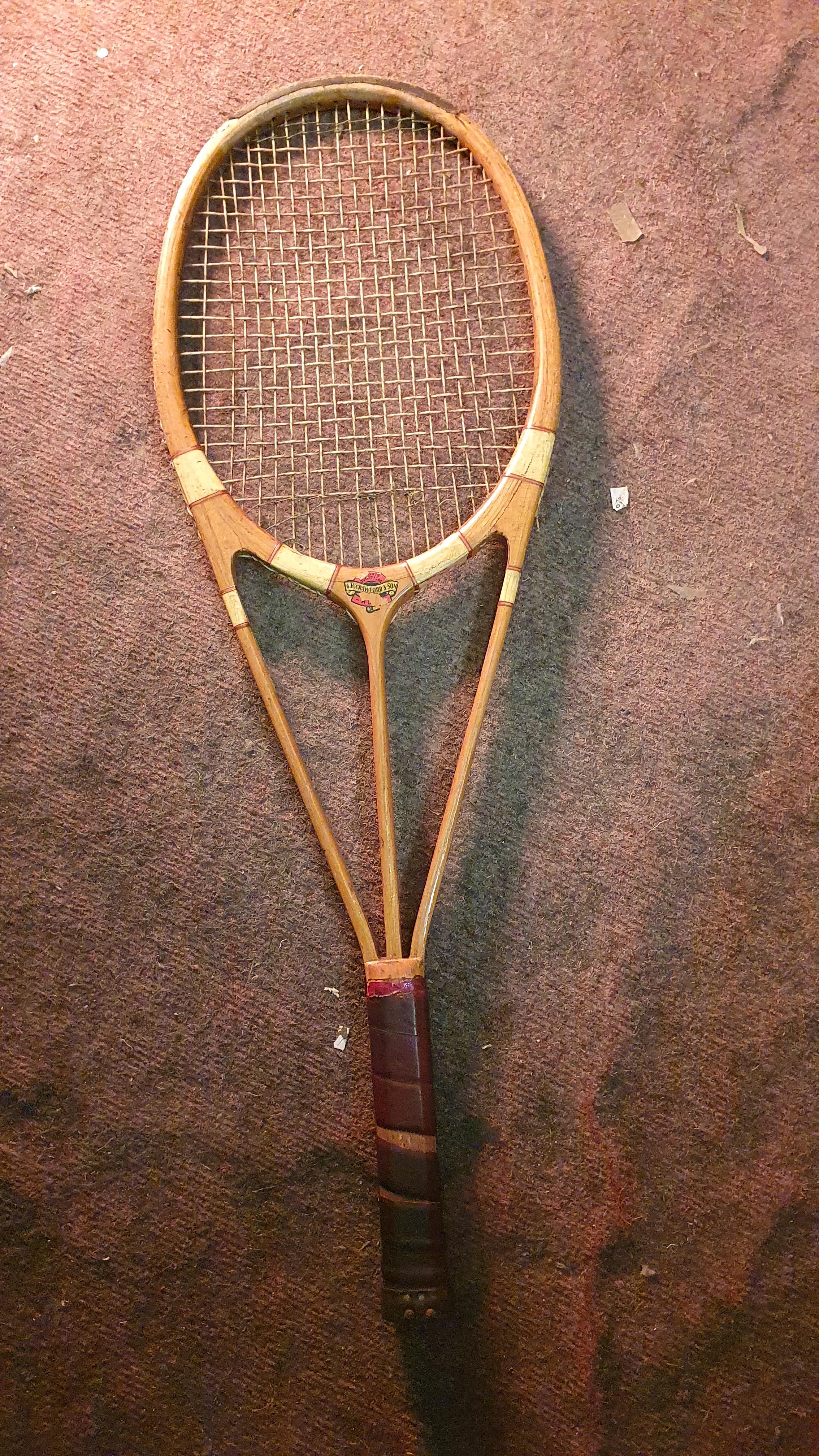 A Hazell`s Streamline Patented tennis racket, with red star, supplied by Crawfords of Hull, an 18 - Image 2 of 7