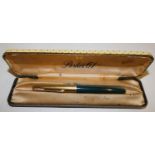 A Parker 61 fountain pen with gilt cover, case.