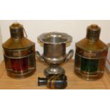 A pair of reproduction ships navigation lamps, starboard and port together with an Old English
