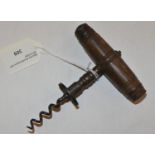 A Victorian Henshaw type direct pull corkscrew, the rosewood handle lacking the hair.