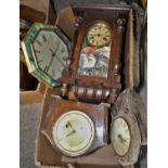 Two manual wind Vienna style wall clocks, and oak cased mantle clocks
