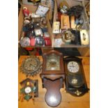 3 boxes of clocks to include slate, mantle, carriage and alarm clocks.