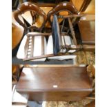 A mahogany Pembroke table with a pair of mahogany balloon back dining chairs and a single chair (4).