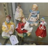 Royal Doulton figurine - Alice Hn2158, Buddies Hn3396, Christmas Morn Hn3212. Home Again Hn2167
