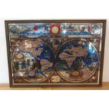 A mirrored map of the world, as in 1651, 60 x 85 cm and another similar 45 x 55 cc (2).