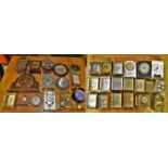 Two boxes of mainly quartz carriage and alarm clocks.