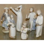 A collection of six Lladro ceramic figurines
