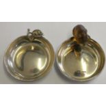 A silver pin dish, Chester 1913, with glass pig mount and an Egyptian silver pin dish (2)