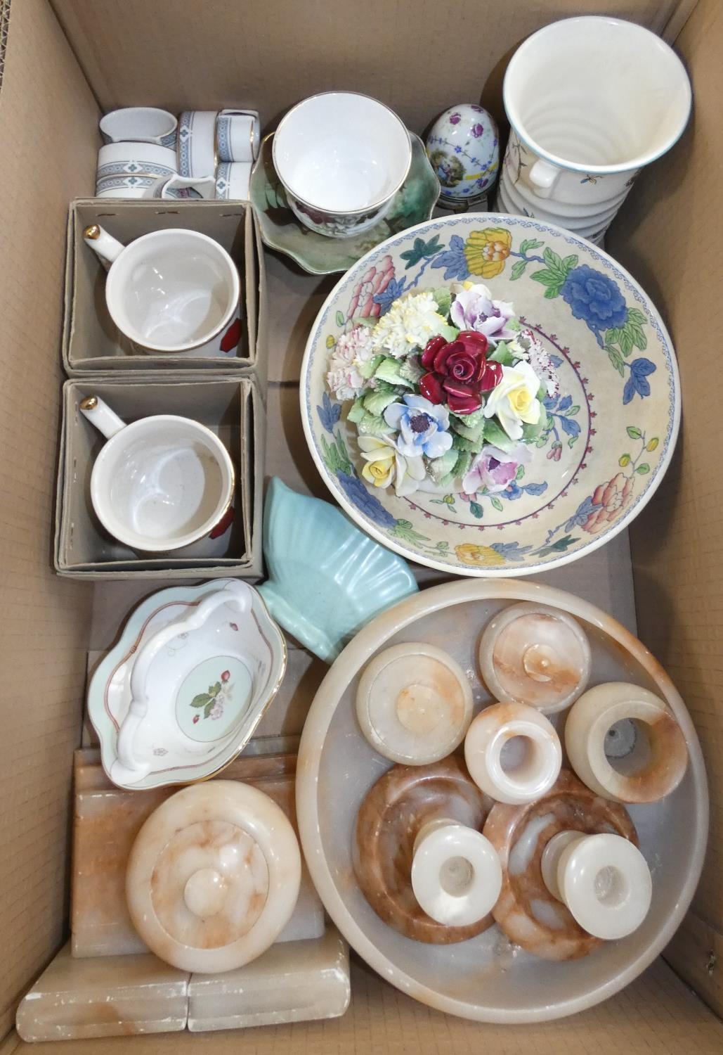 Four boxes of miscellaneous ceramic and glassware, to include a Masons fruit bowl, Royal Doulton - Image 4 of 5