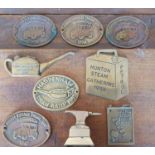 Various brass steam rally plaques (9).