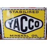A vitreous enamel Yacco Mineral Oil advertising sign, 35 x 50 cm.