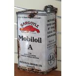 A vitreous enamel reproduction advertising sign, Gargoyle Mobiloil A can 44 x 25cm.