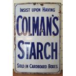 A vitreous enamel advertising sign, Colman's Starch, 91 x 61 cm.