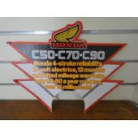 A Honda C90/C70/C50 cardboard advertising sign, 32 x 39 cm.