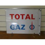 A doubled sided, wall mounted Total Gas advertising sign, 37 x 50 cm.