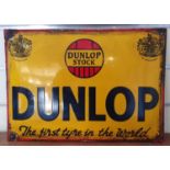 A vitreous enamel reproduction advertising sign, Dunlop Tyres, 28 x 40Cm.