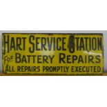 A vitreous enamel advertising sign, Hart Service Station, 38 x 191 cm.